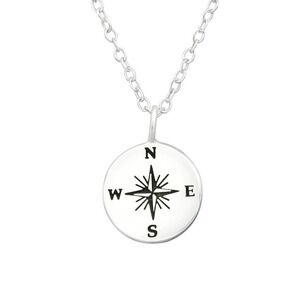 Sterling Silver Compass Necklace
